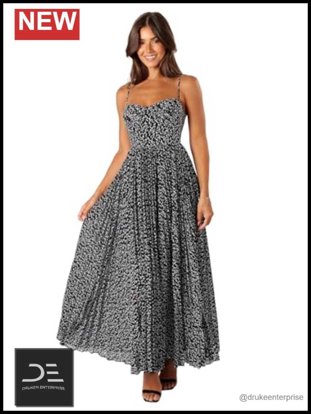 Pleated Maxi Dress Sweetheart Neckline Adjustable Straps Sleeveless
